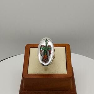 Native American Navajo Harvey Era Peyote Bird Sterling Silver Ring Size 5.5